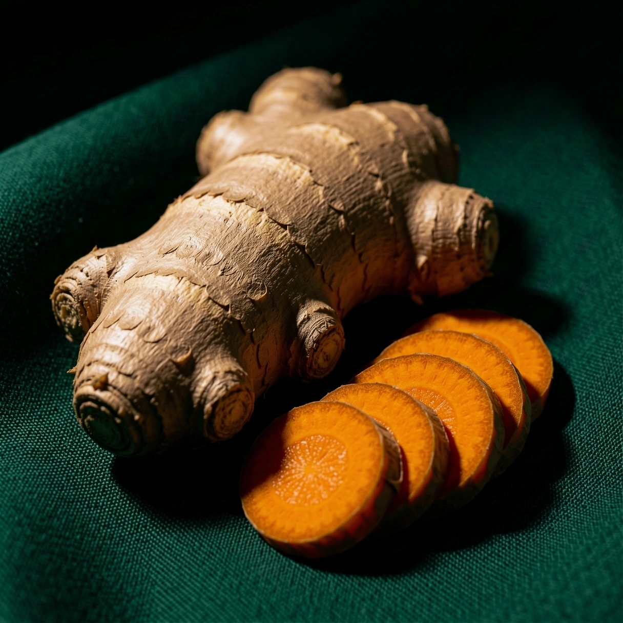 Botanical detail of ginger and turmeric roots